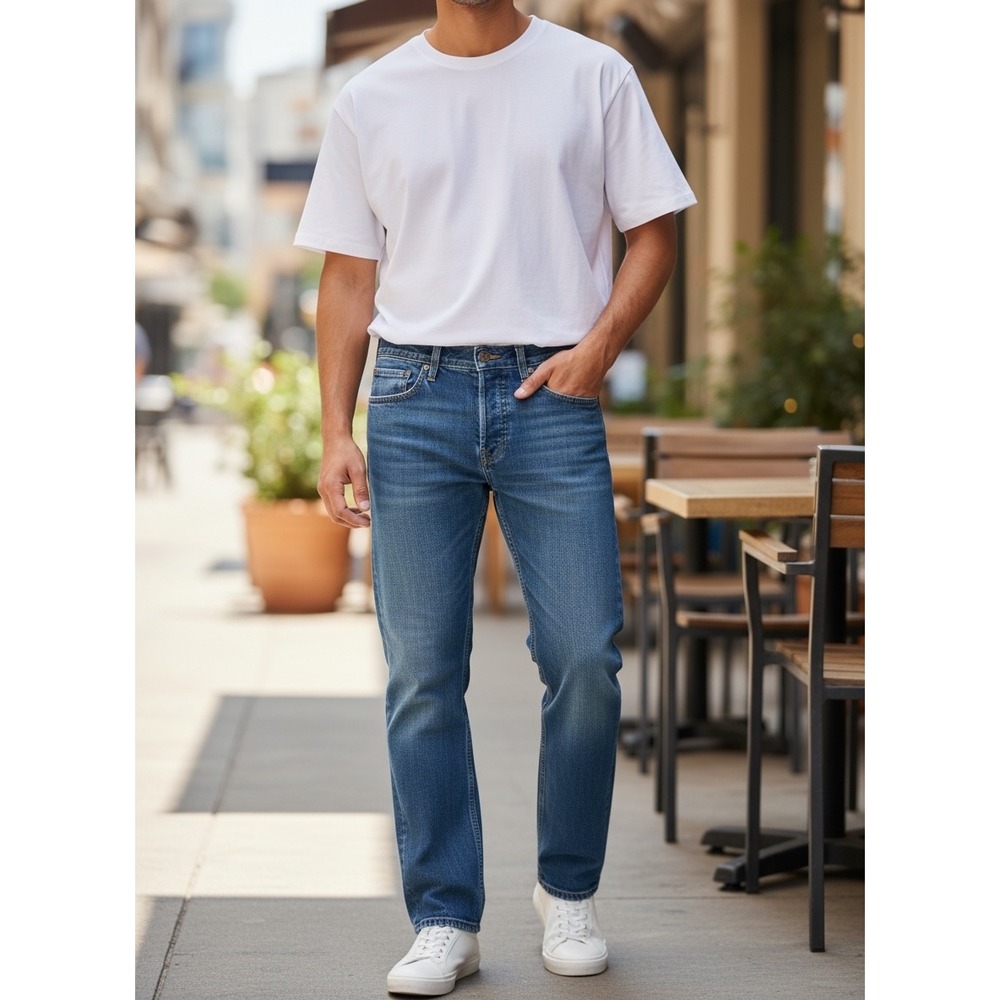 Hollister Straight‎ Leg Jeans Mens 30x30 Blue Good Button Fly 100% Cotton Denim
